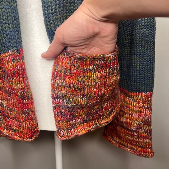 Y2K Kimchi Blue Knit Cardigan Size M Wide Bell Sleeve Pockets Early 2000s Boho - Picture 6 of 9